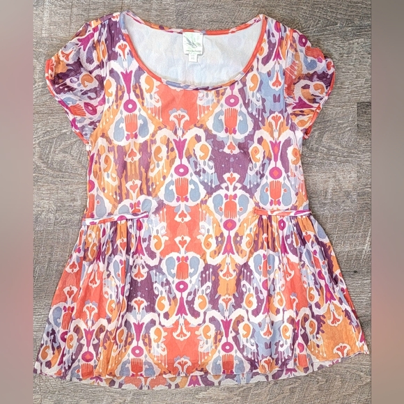 Weston Wear Anthropologie Mesh Flowy Babydoll Top Womens XS Multi Short-Sleeve - Picture 6 of 12